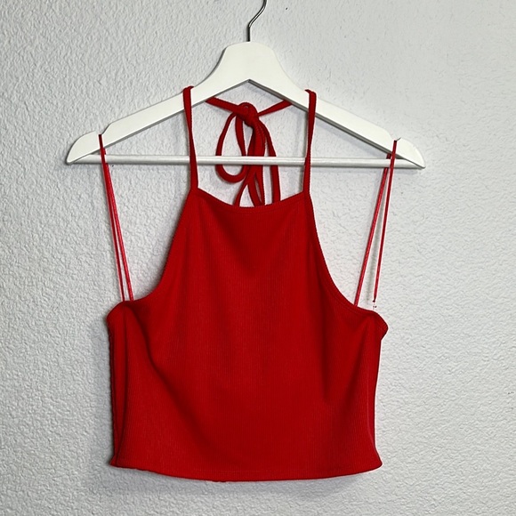 GB Cherry Red Tie Back Halter Crop Top Womens Size XLarge NWT - Picture 1 of 7